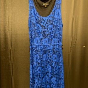Express Royal Blue Floral Lace Dress